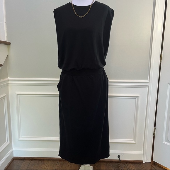Garnet Hill Black Midi Dress Size L - Picture 2 of 11